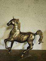 Deko Pferd Figur Metall verziert goldfarben gebraucht