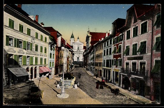 Cartoline postali: AK Solothurn, Blick in die Hauptgasse – Usato da Berlin venduto da bartko-reher