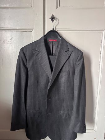 Costume gris à rayures 100 % laine Vitale Barberis Canonico