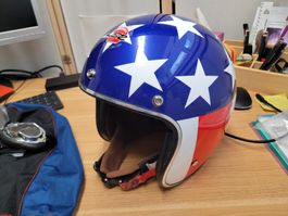 Motorrad Helm, Chopper, mit Fliegerbrille, USA 