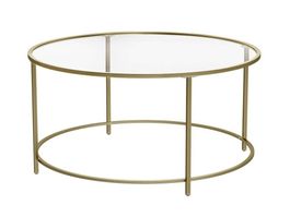 Couchtisch rund Glastisch mit goldenem Eisen-Gestell ALENA