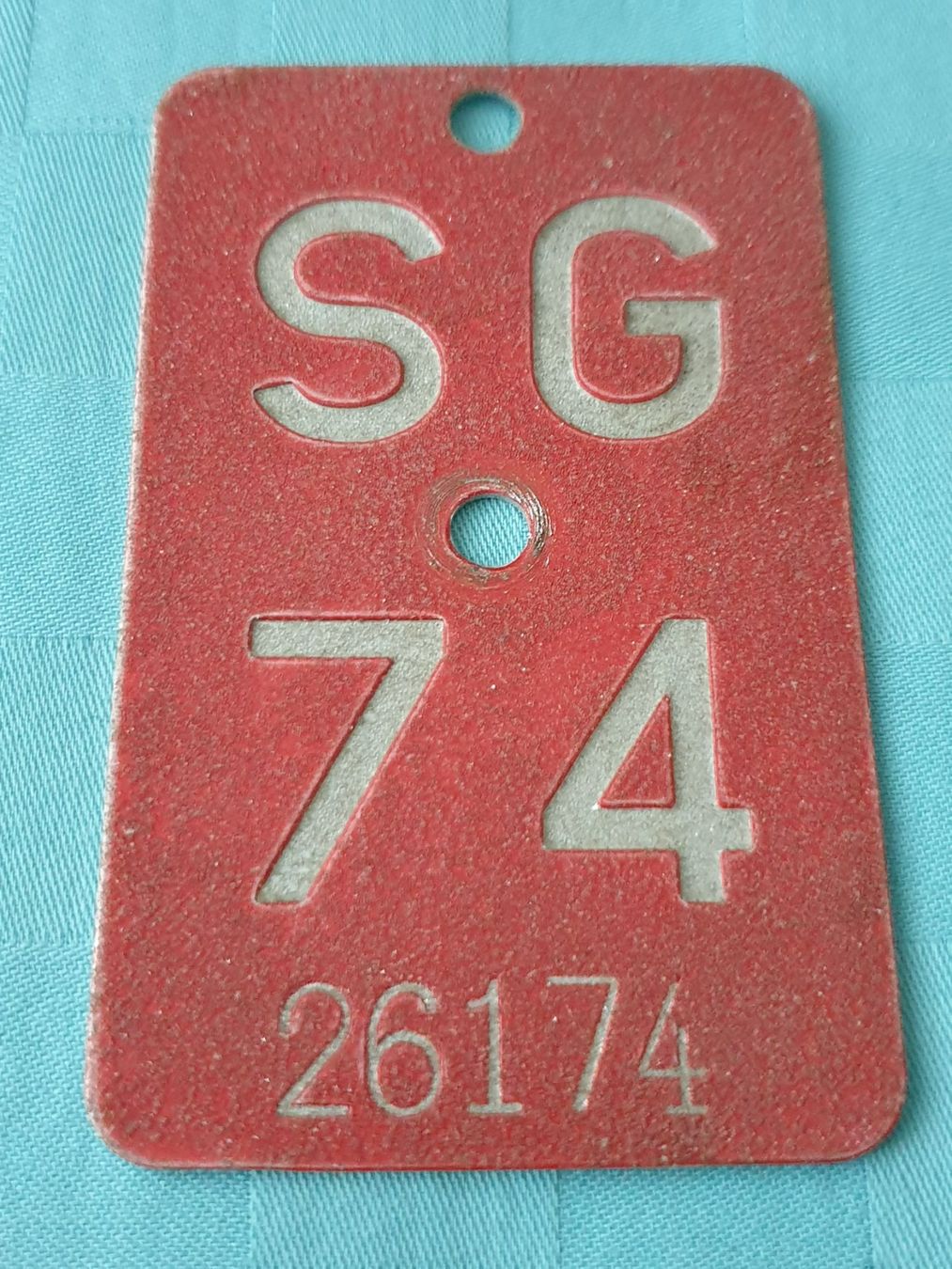 Insegne: Fahrradnummer Velonummer SG 74 – Usato da Mörschwil venduto da spirspi
