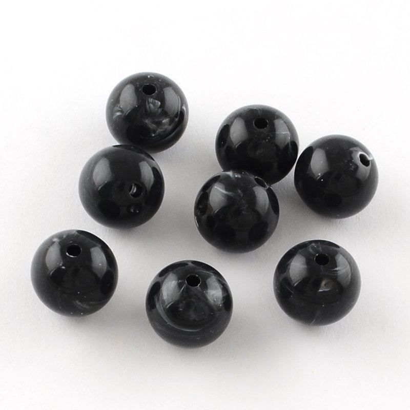 Perlen (unechte): Acrylperlen Rund Schwarz  6mm / 100St. – Neu (gemäss Beschreibung) aus Rüegsau von Tausendfreund