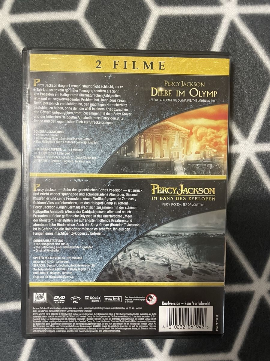 Tutti i DVDs: Percy Jackson 1&2 - Diebe im Olymp + Zyklopen DVD – Usato da Rheineck venduto da cha_p9qy 1
