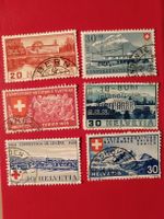 6 ANTIKE BRIEFMARKEN SCHWEIZ MIT STEMPEL
