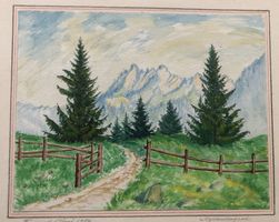 Gemälde - Aquarell + Farbkreide - Sigriswilergrat - 1954