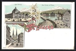 Litho Luzern, Neuer Bahnhof, Neue Brück