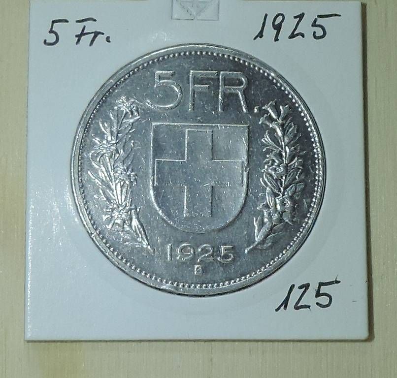 Tutti le monete: 5 Franken 1925  Silber – Usato da Gommiswald venduto da Malediven2025
