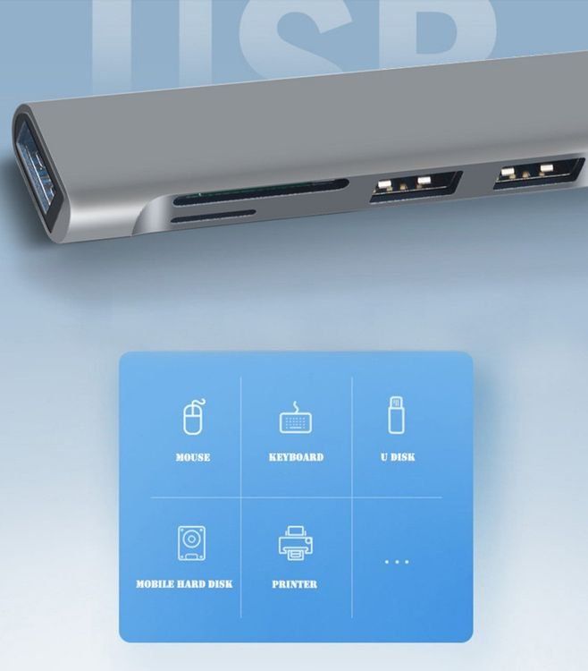 Hubs & Switches: USB-C 3.0 Hub: USB Port 3.0 + 2 x USB 2.0 + SD-Card Reader – Neu und originalverpackt aus Sursee von allduino 3