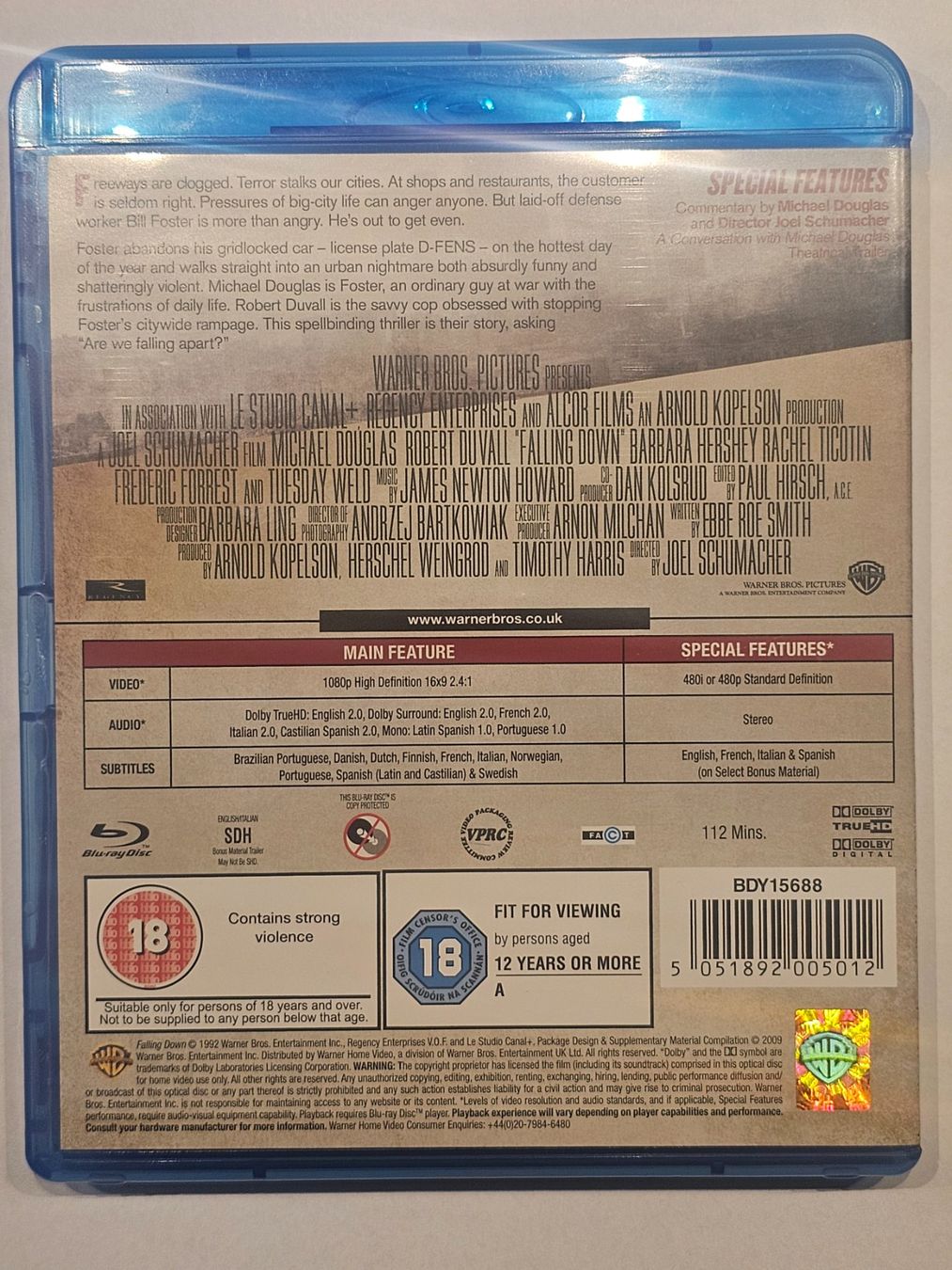 Tutti i DVDs: Blu-ray Film Falling Down Michael Douglas – Usato da Würenlos venduto da Keks 1
