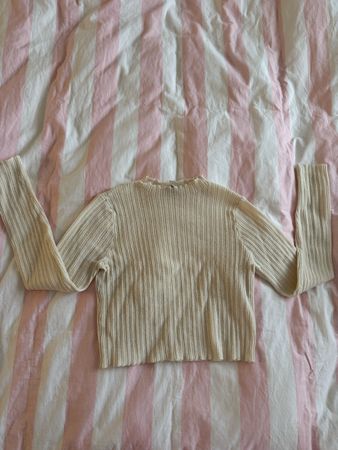 Zara Rippenstrick Pullover, Winter, Beige, Gr. M