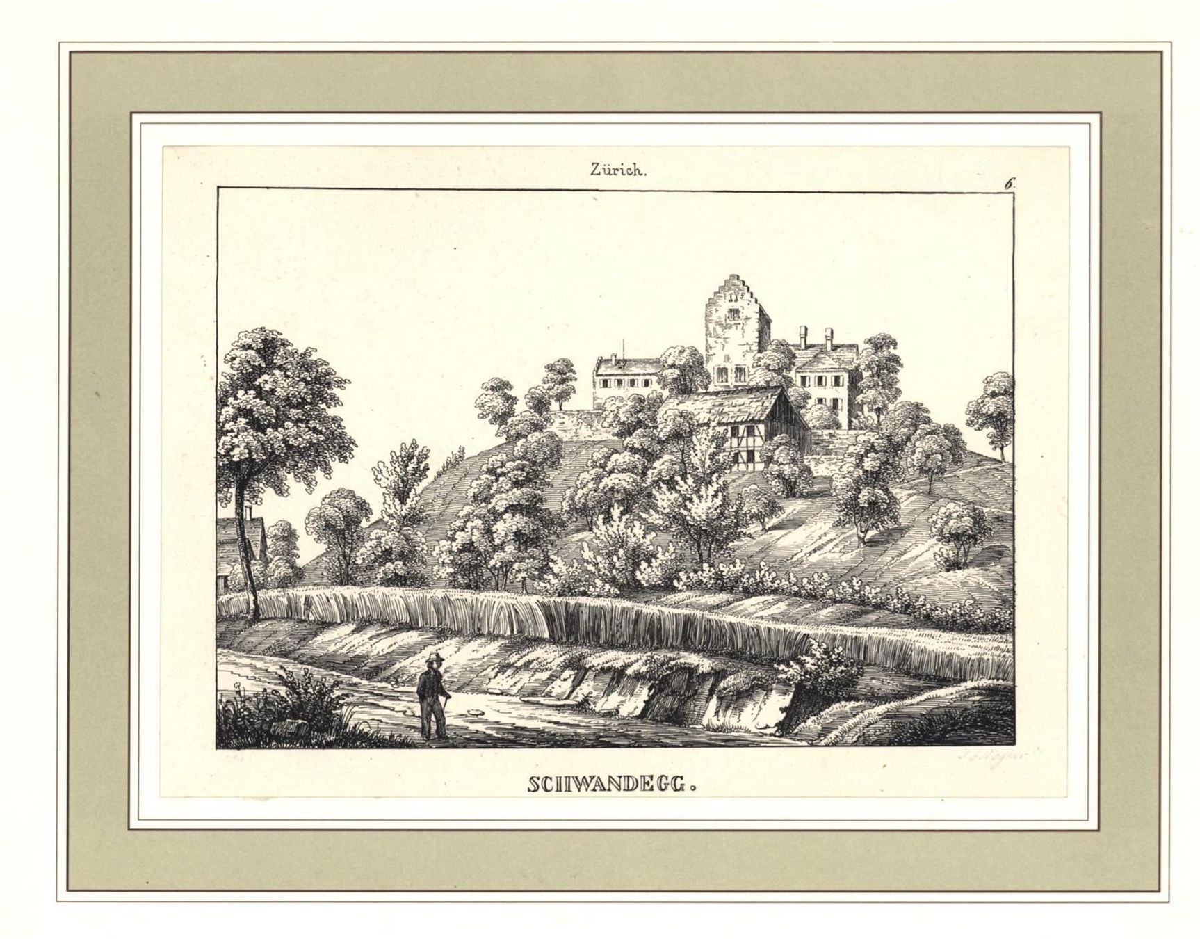 Stiche: Schwandegg von Wagner 1840 – Gebraucht aus Rafz von Helvet32