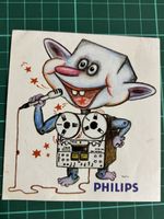 Vintage-Aufkleber von Philips mit Hase und Tonbandgerät