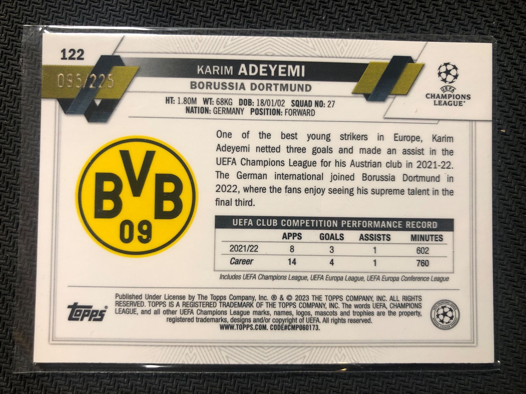 Topps Carte collezionabili: Topps Chrome Karim Adeyemi BVB /225 – Usato da Wangenried venduto da Garagara 1