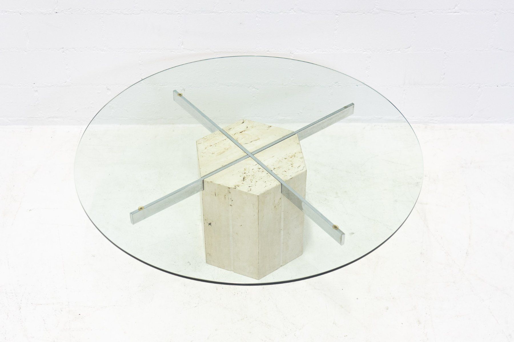 Tische: Couchtisch Travertin Glas - Lieferung möglich – Gebraucht aus Schaffhausen von Studio-Ara 1
