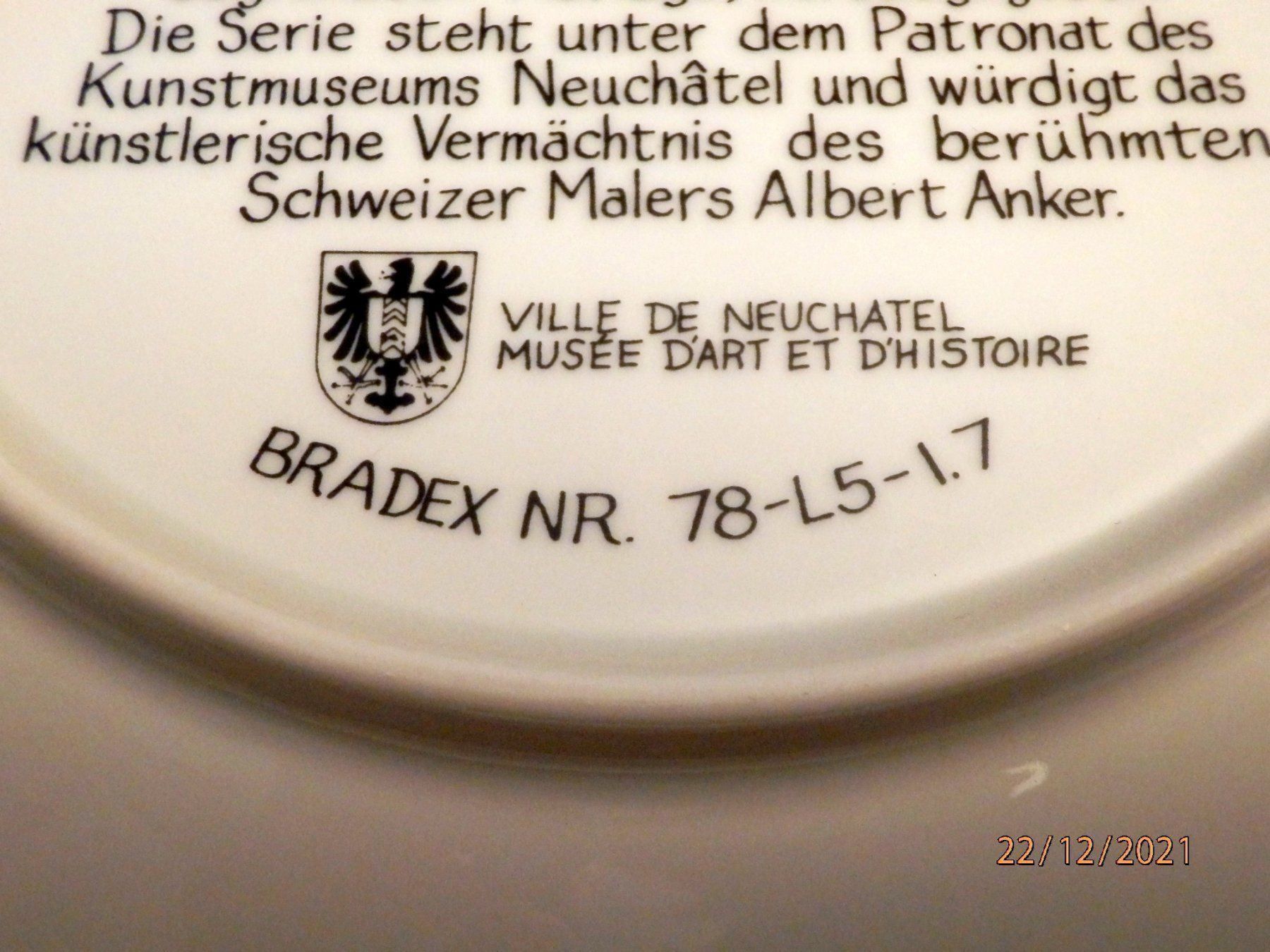 Teller: Albert Anker, Wandteller, Auflage limit. – Neu (gemäss Beschreibung) aus Ueberstorf von dinbau 3