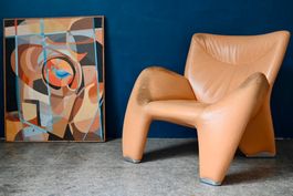 Fauteuil cuir orange Echnaton de Jan Armstadt pour Leolux