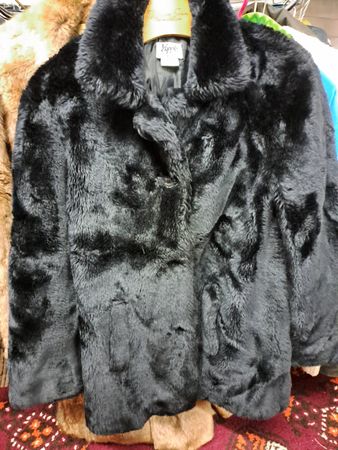 Vintage Hippie Kunstpelz Jacke, Schwarz, Winter, Warm!