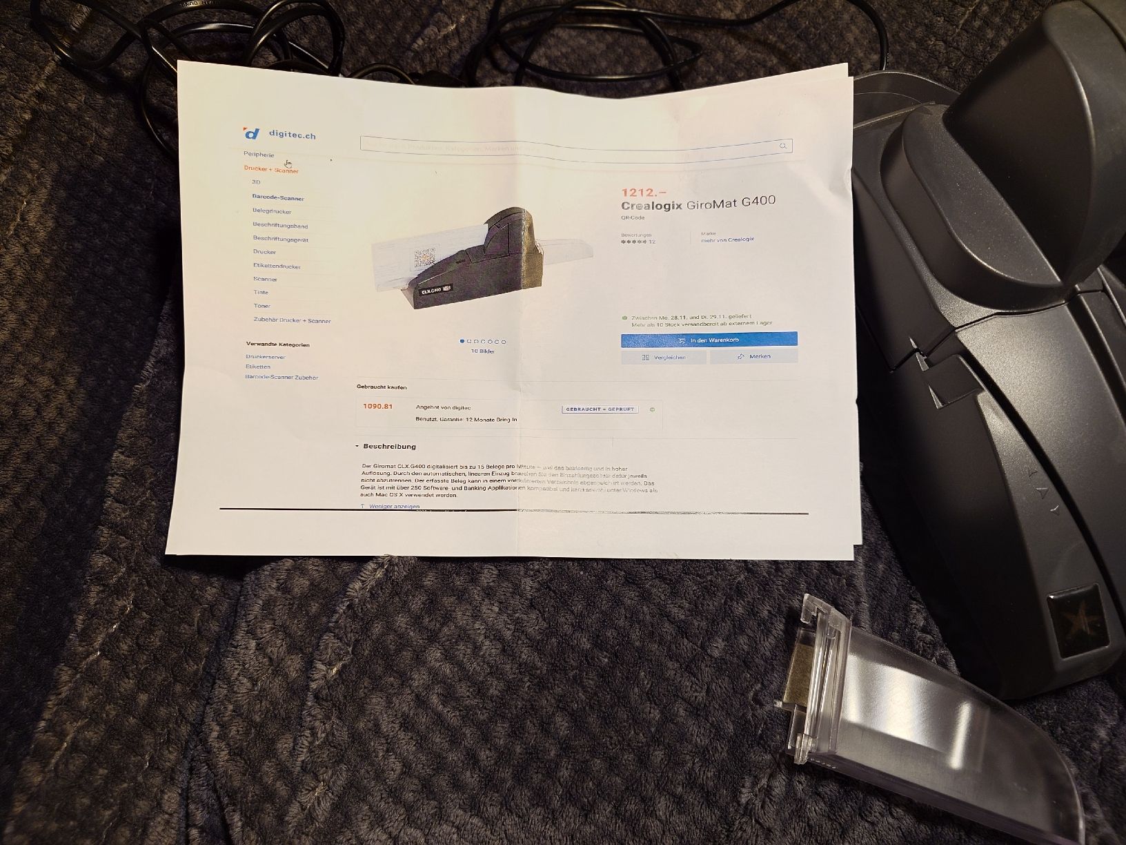 Crealogix Scanner: Crealogix Giromat G400 Swiss QR Code Scanner – Usato da Einsiedeln venduto da Stradivarius0815 3