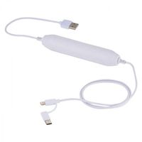 3in1 Ladekabel mit integrierter Not-Powerbank weiss