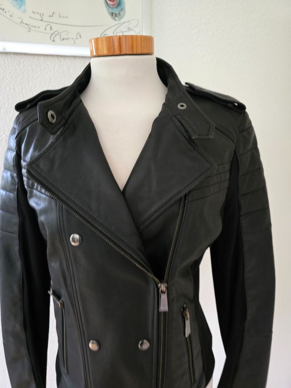 Pinko Giacche: Pinko Leder/Stoff Bikerjacke Gr. 34 – Usato da Bottmingen venduto da sandy_2 1