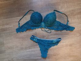 Dessous Set Spitze türkis BH mit Slip Grösse 75C