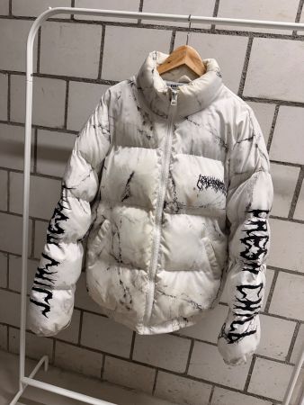 Puffer Jacke Freshhoodie weiss schwarz gebraucht Zustand