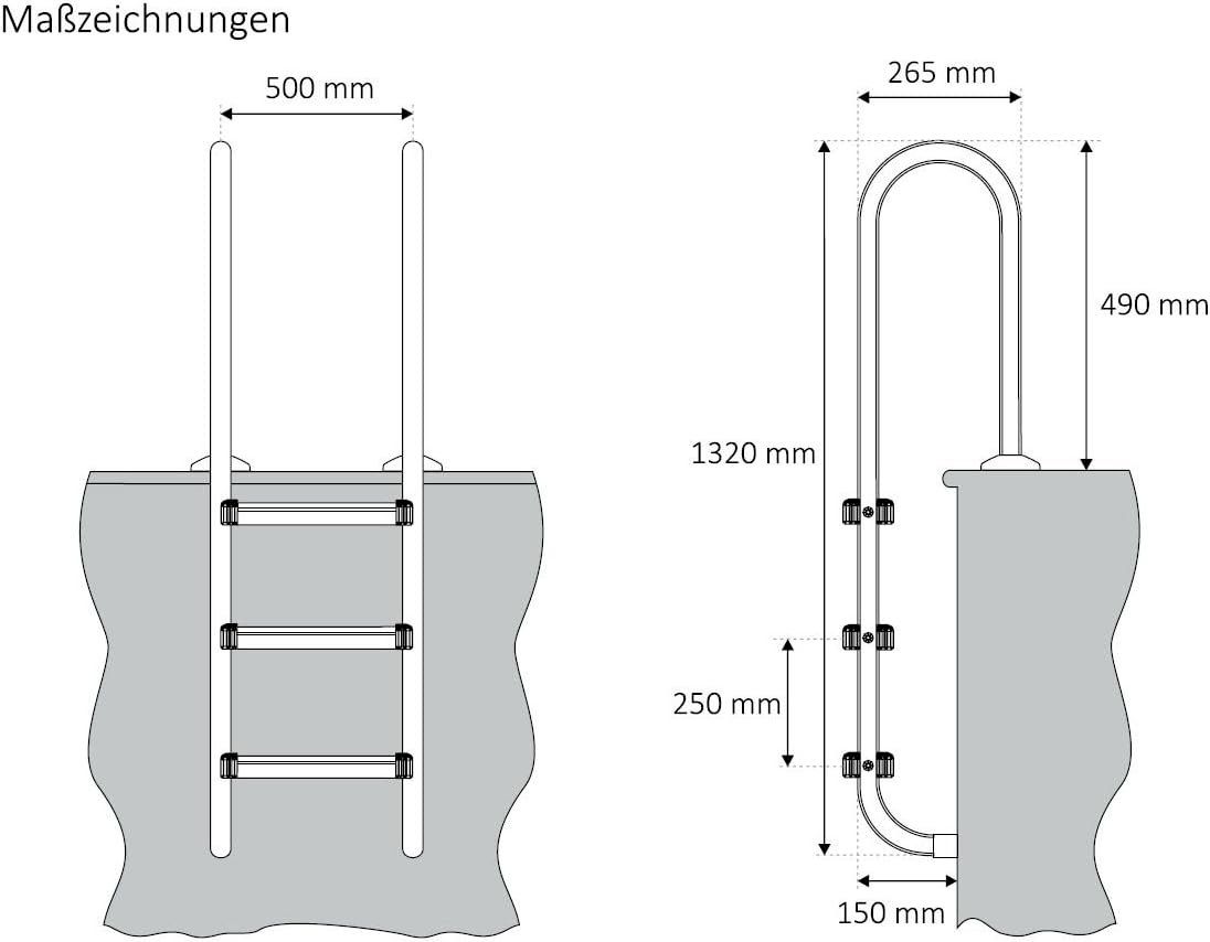 Scale: Edelstahl Poolleiter mit 3 Stufen – Nuovo e nell'imballaggio originale da Bottighofen venduto da zaap 2