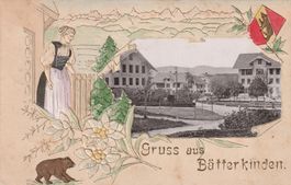 Bätterkinden-Präge-Litho -Litho-Karte gelaufen