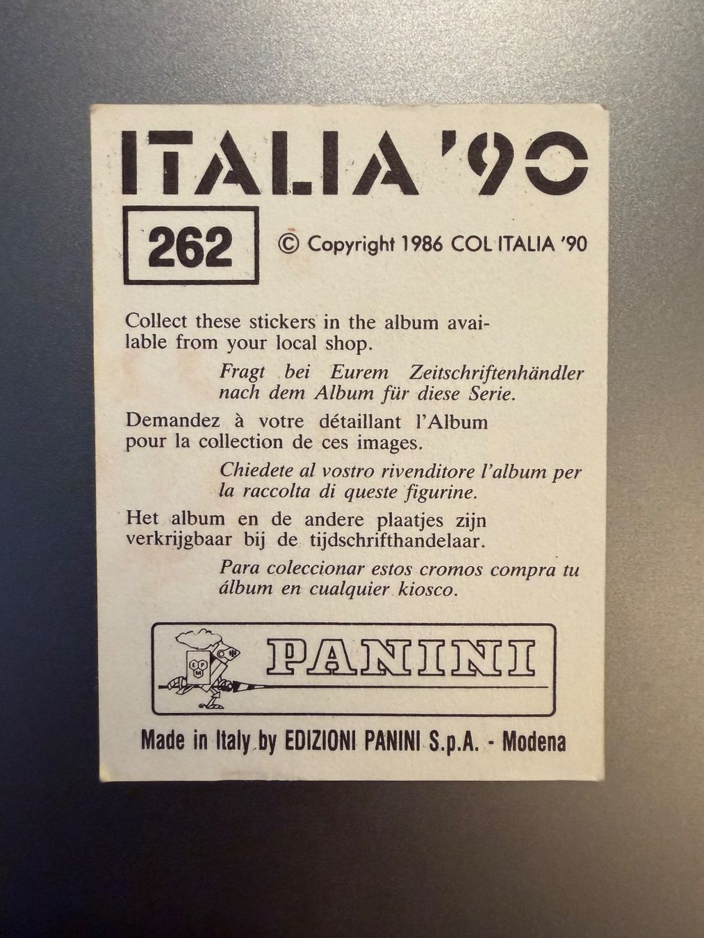 Panini Carte collezionabili: Panini World Cup Italia 1990 - Thomas Hässler #262 – Usato da Nyon venduto da Wyvern 2