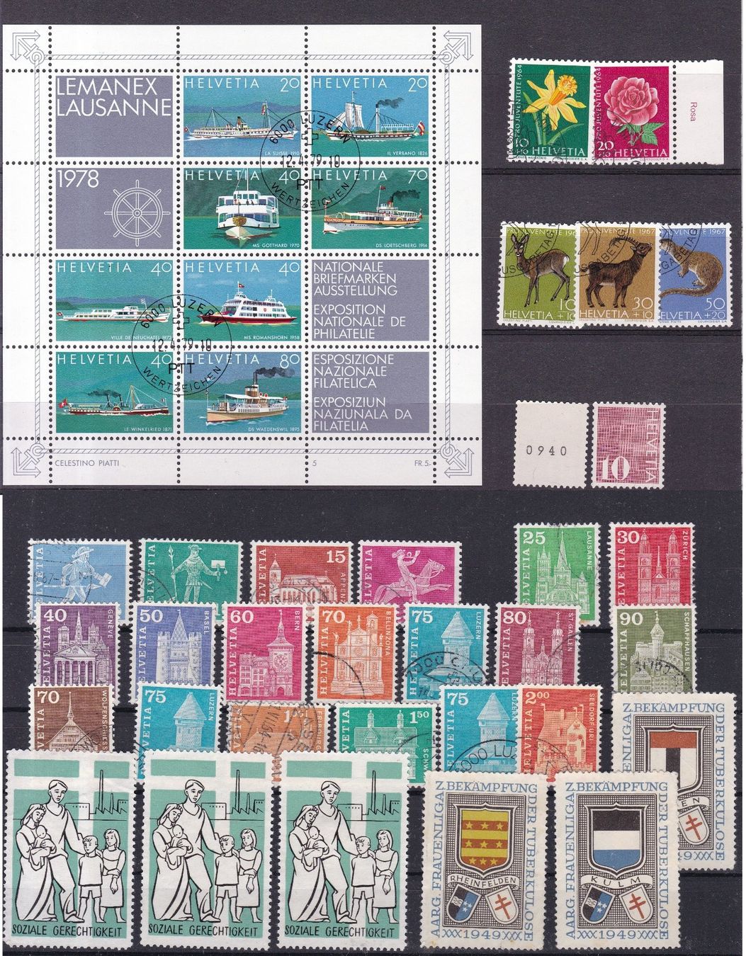 Alle Briefmarken: CH Briefmarken-Steckkarten, bunt gemischt – Gebraucht aus Münchwilen AG von Nesar 1
