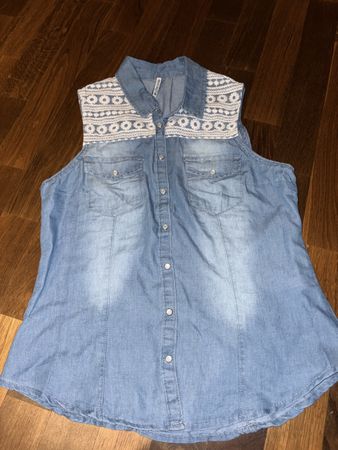 Jeans ärmelloses Hemd Top Gr. M