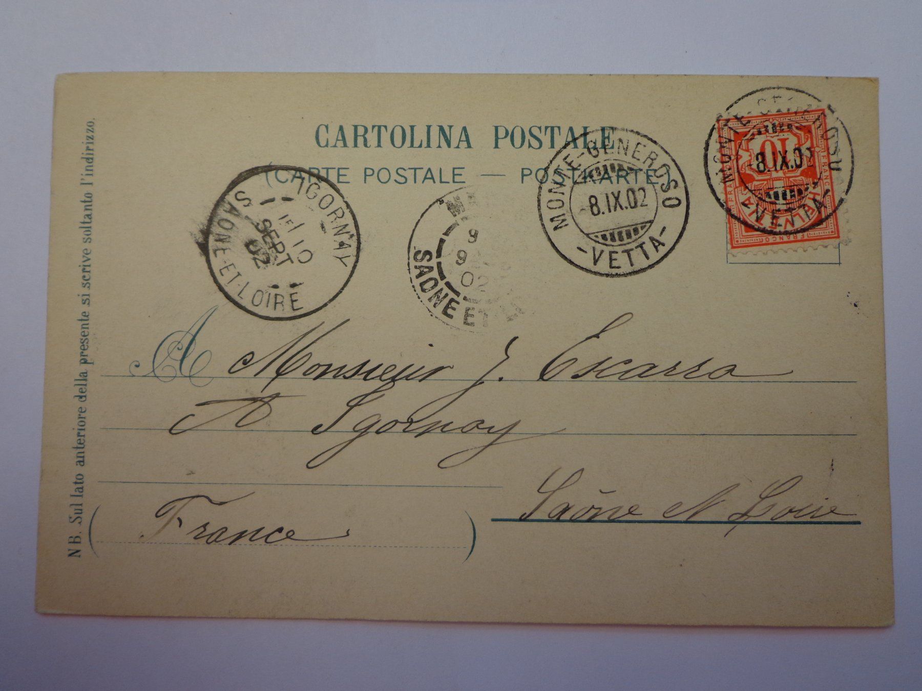 Ansichtskarten: Antike Postkarte Ansichtskarte Monte Generoso 1902 – Gebraucht aus Andeer von Baerenburger 1