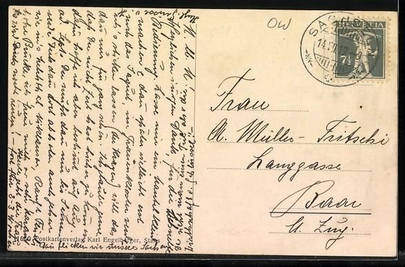 Cartoline postali: Sachseln, Dorfplatz mit Sarnersee u. Pil – Usato da Berlin venduto da bartko-reher 1