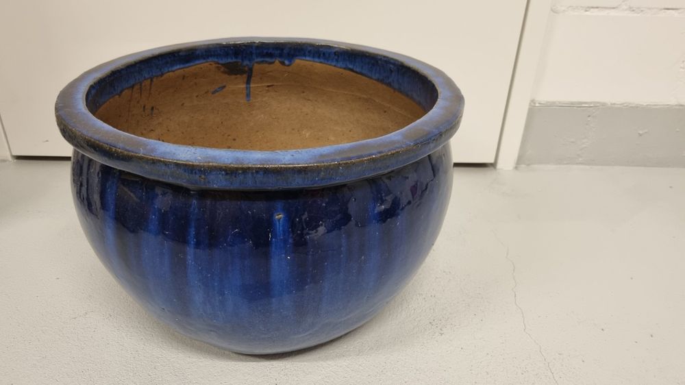 Tontopf blau glasiert Kaufen auf Ricardo