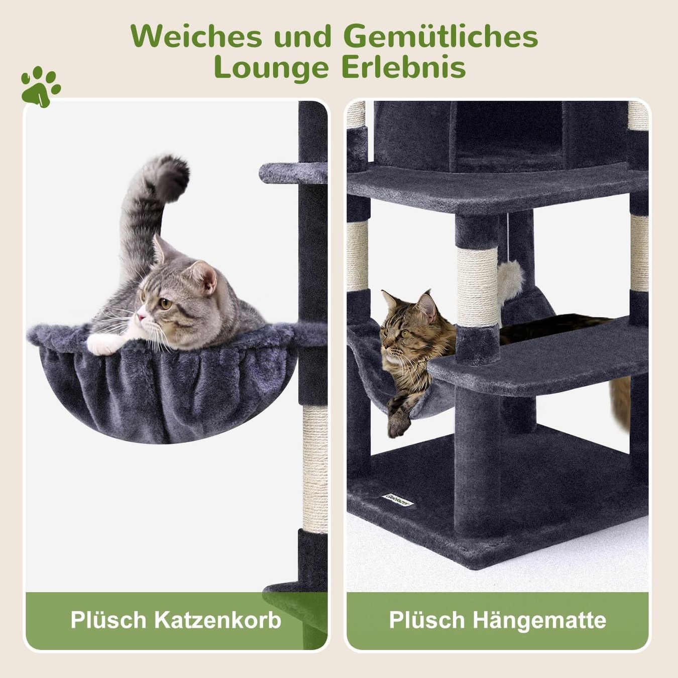 Tiragraffi: Kratzbaum Katzen Eckkratzbaum Katzenbaum 167cm stabil grau – Nuovo e nell'imballaggio originale da Wittenbach venduto da VELARO 4