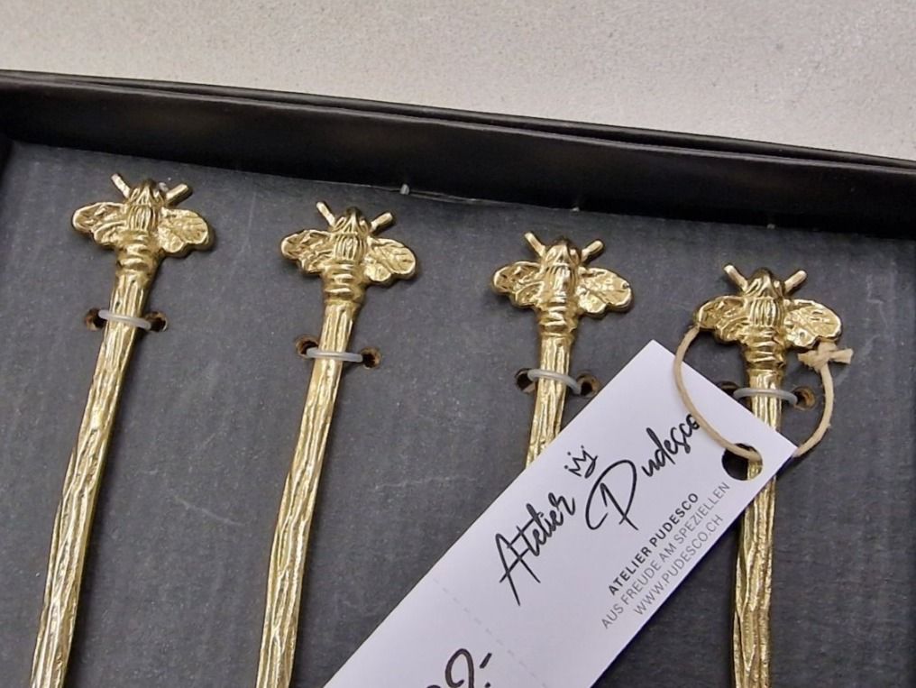 Forchette: Kuchengabel Gold mit Bienen 4-teiliges Set – Nuovo e nell'imballaggio originale da Schaffhausen venduto da AtelierPudesco 3