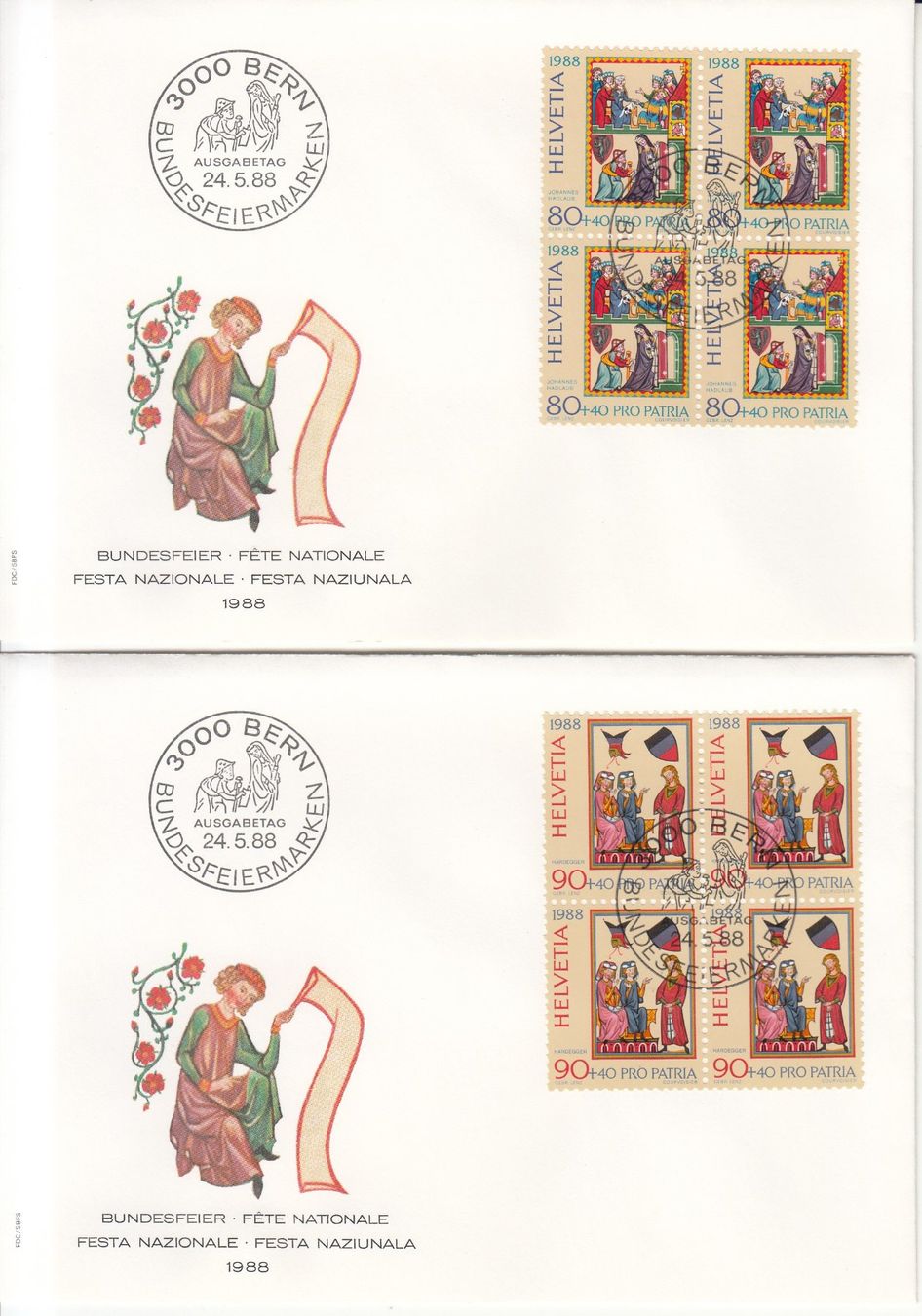 Alle Briefmarken: SBK B219 - B222 im 4er-Block FDC – Gebraucht aus Bürglen TG von StampGraf 2