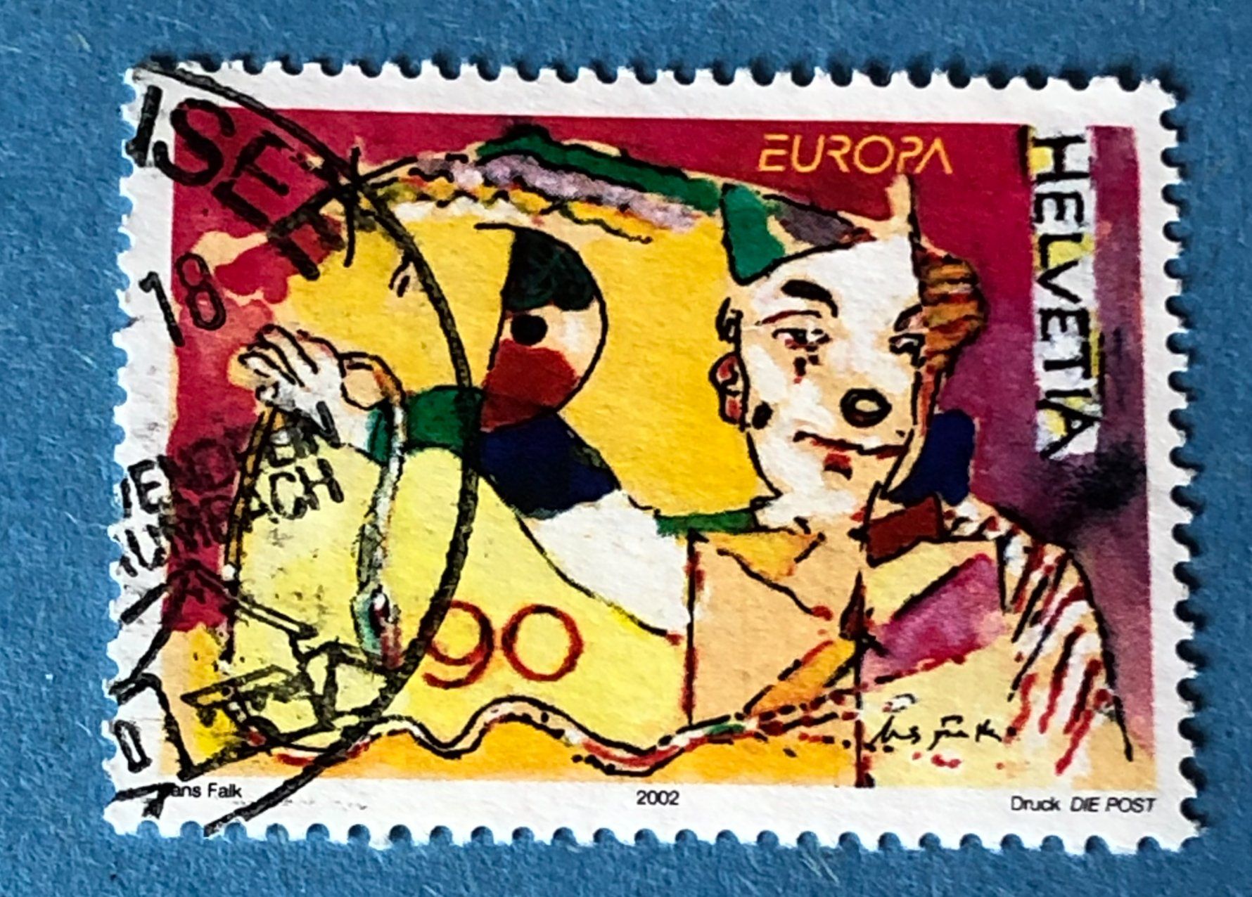 Alle Briefmarken: Nr. 1052 Clown mit Requisiten GESTEMPELT 2002    – Gebraucht aus Aarau von Billa007