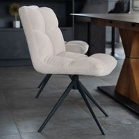 21326 - 4x Esszimmerstuhl drehbar BOGA – Cord Creme