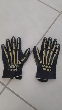 K..116 R) Totenkopf Skelett Handschuhe ca. Gr. 130 Kinder