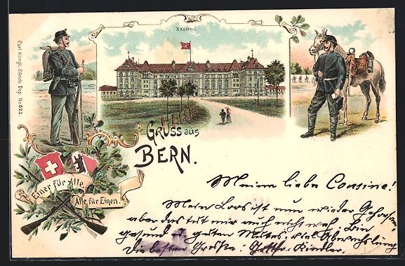 Cartes postales: Litho Bern, Kaserne, Infanterist und Kav – D'occasion à Berlin par bartko-reher