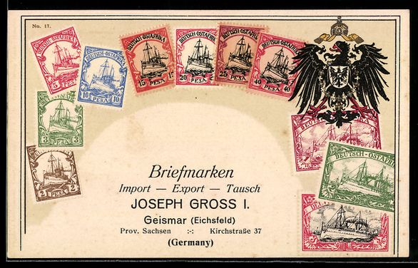 Cartoline postali: Deutsch-Ostafrika, Briefmarken der Kolon – Usato da Berlin venduto da bartko-reher