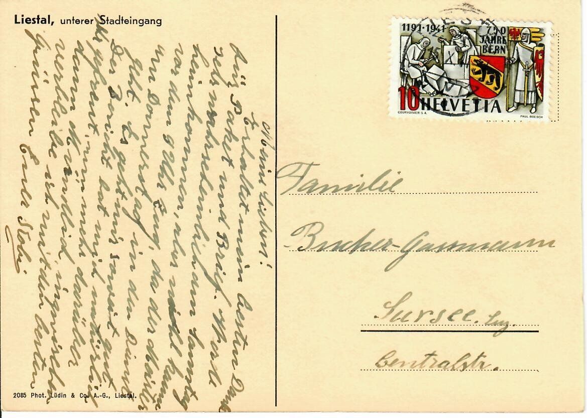 Ansichtskarten: Liestal 1941 – Gebraucht aus Hochdorf von Ziegel-16 1