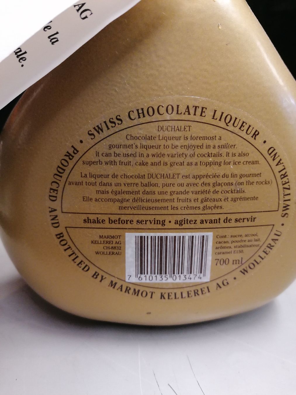 Spirituosen: DU CHALET CHOCOLATE LIQUEUR – Neu (gemäss Beschreibung) aus Genève von Leboucheoreilles 2