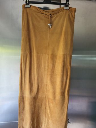 eleganter langer Wildleder  jupechtes Wildleder  cognac gr38