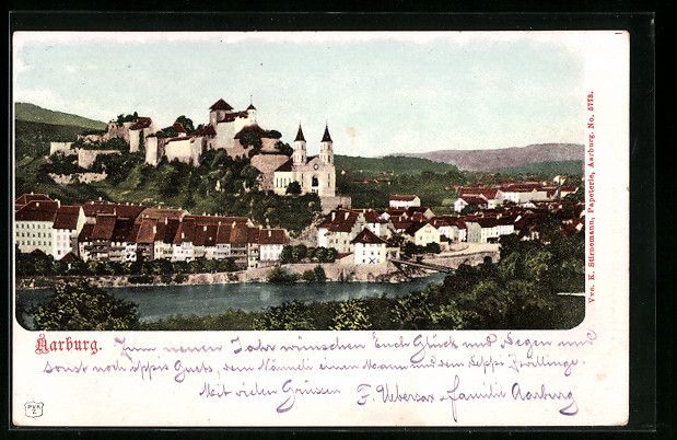 Cartoline postali: AK Aarburg, Uferpartie mit Kirche, 1903 – Usato da Berlin venduto da bartko-reher