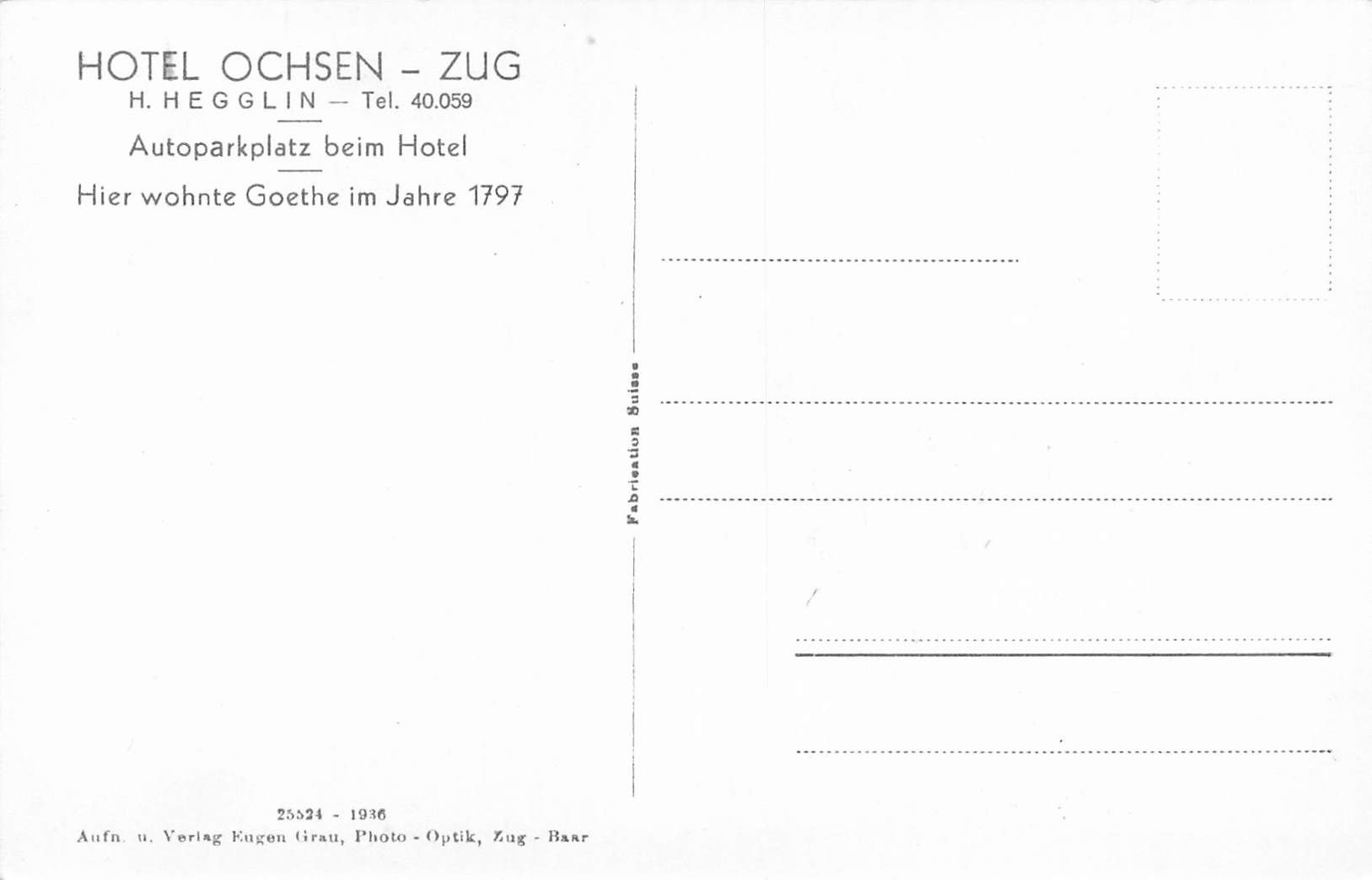 Cartoline postali: Zug hotel ochsen – Usato da Biasca venduto da Blenio71 1