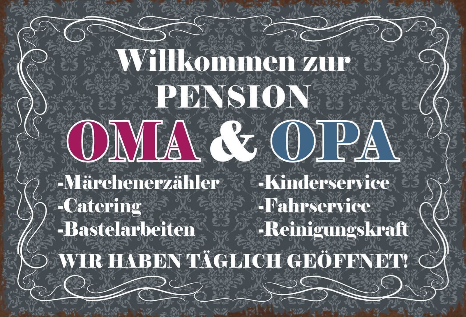 Schilder: Blechschild-WILLKOMMEN PENSION OMA & OPA – Neu und originalverpackt aus Rupperswil von big-one-sale