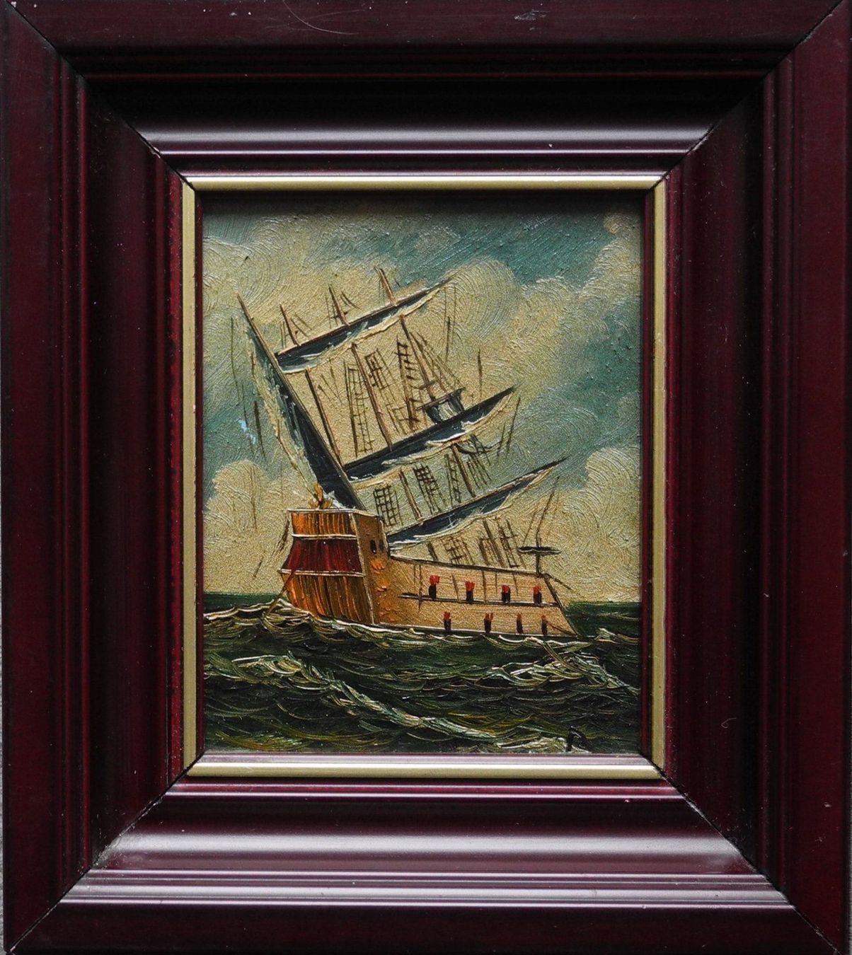 Gemälde: Maritimes Gemälde Fregatte monogr. – Gebraucht aus Wünnewil von FineArt-NicePrice